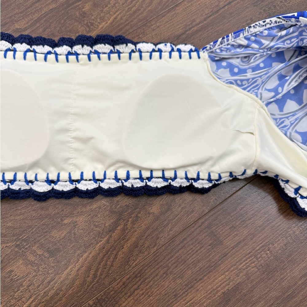 Farm Rio Tile Dream Puff Sleeve Bikini Top - Picture 12 of 12